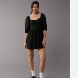 🖤 American Eagle Outfitters Puff Sleeve Mini Dress • Black • Medium • NWT